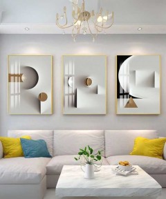 Gold Frame 60*90 Cm White Crystall Painting Decoration For Living Room And Kitchen